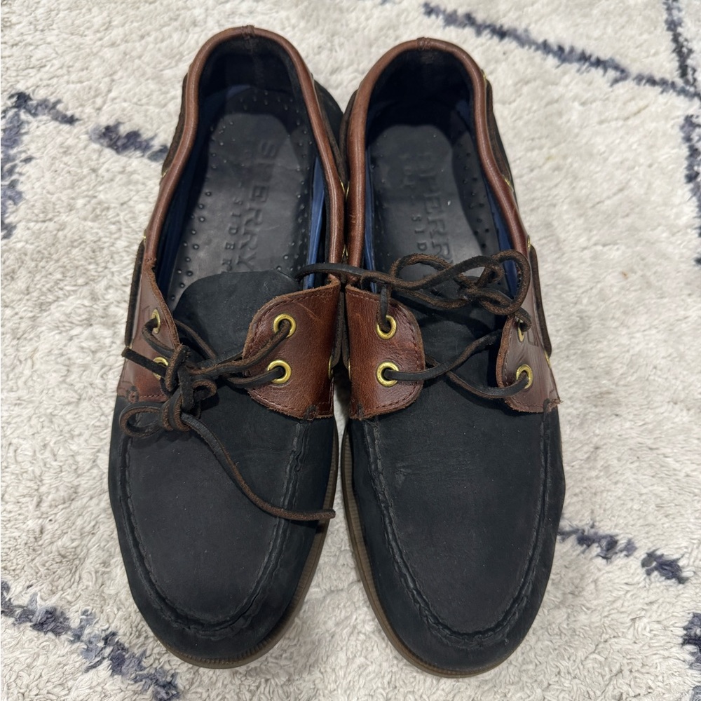 Men's Black Leather/Suede Sperry Loafer 9.5